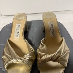 Jimmy Choo Gold Twist Mules